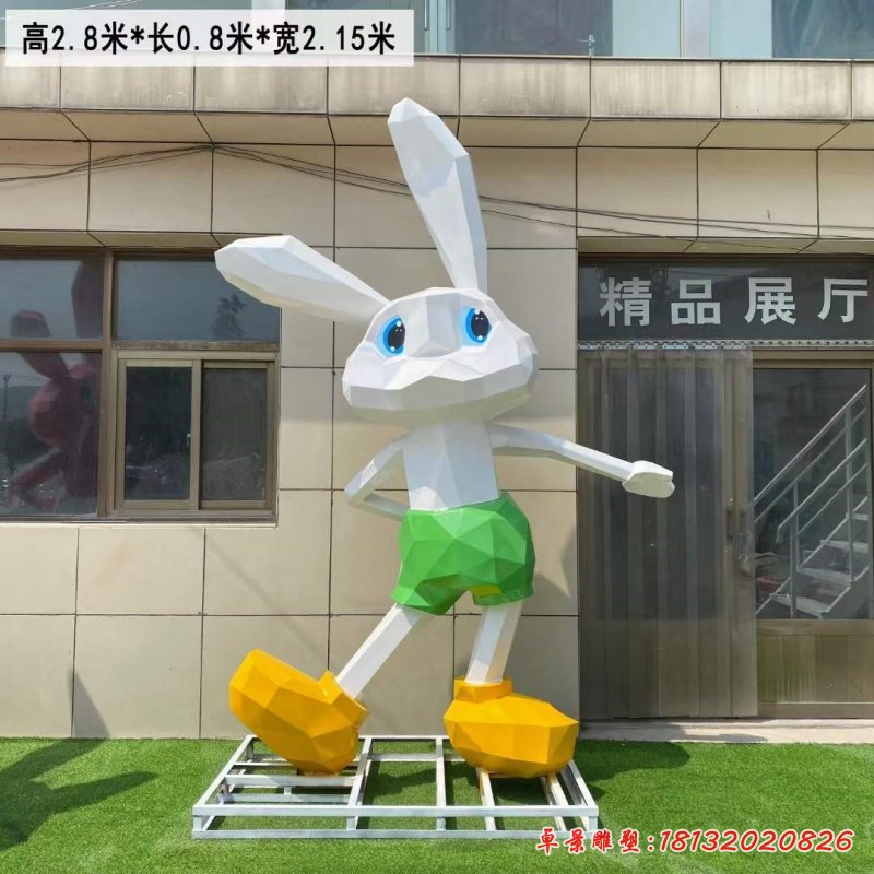 不锈钢几何兔子雕塑 (2)_副本