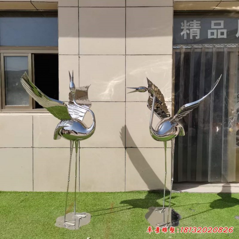 不锈钢镜面仙鹤雕塑 (3)_副本