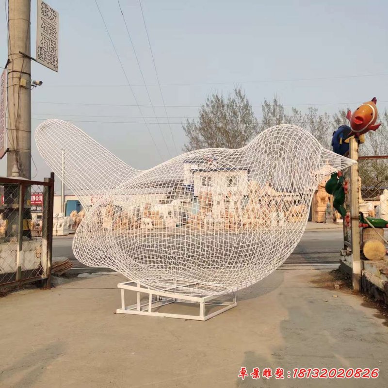 不锈钢编织小鸟雕塑 (4)