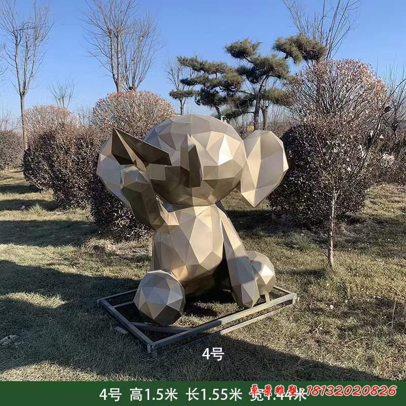 不锈钢几何切面小象雕塑 (1)