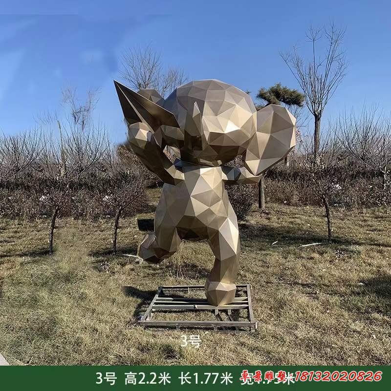 不锈钢几何切面小象雕塑 (2)