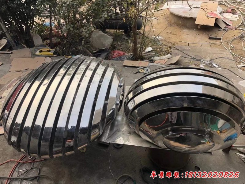 不锈钢蚕蛹造型鹅卵石雕塑 (4)