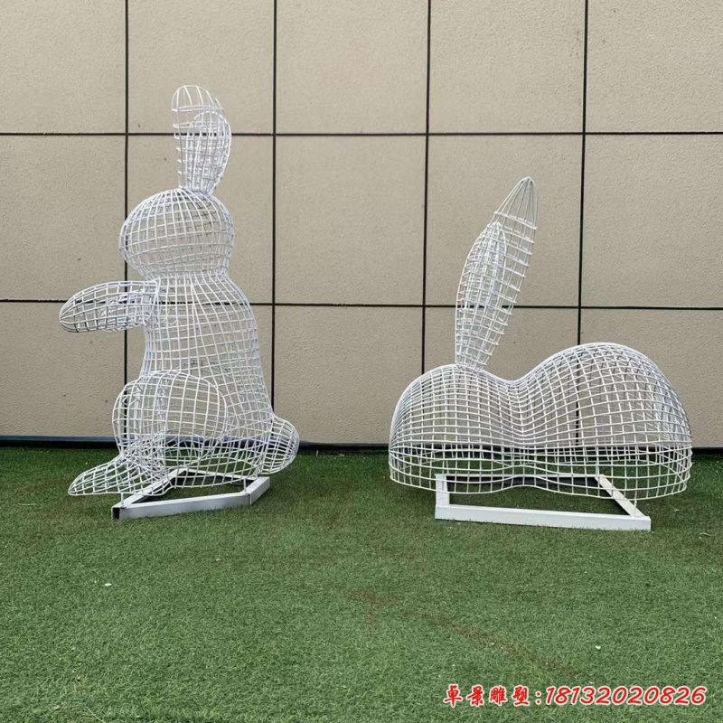 不锈钢镂空兔子雕塑 (4)
