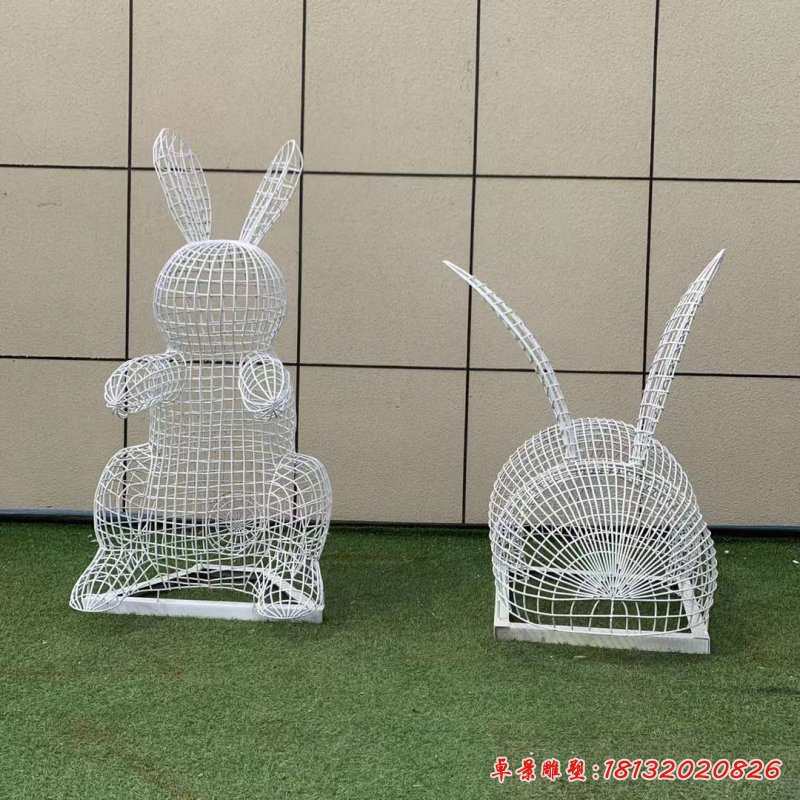 不锈钢镂空兔子雕塑 (2)