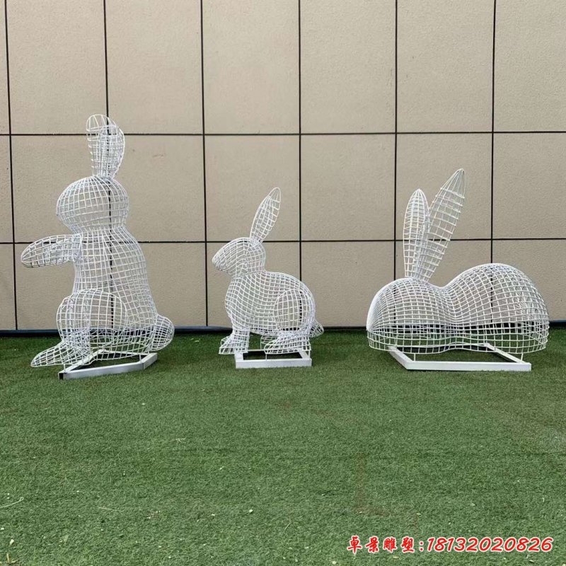 不锈钢镂空兔子雕塑 (3)
