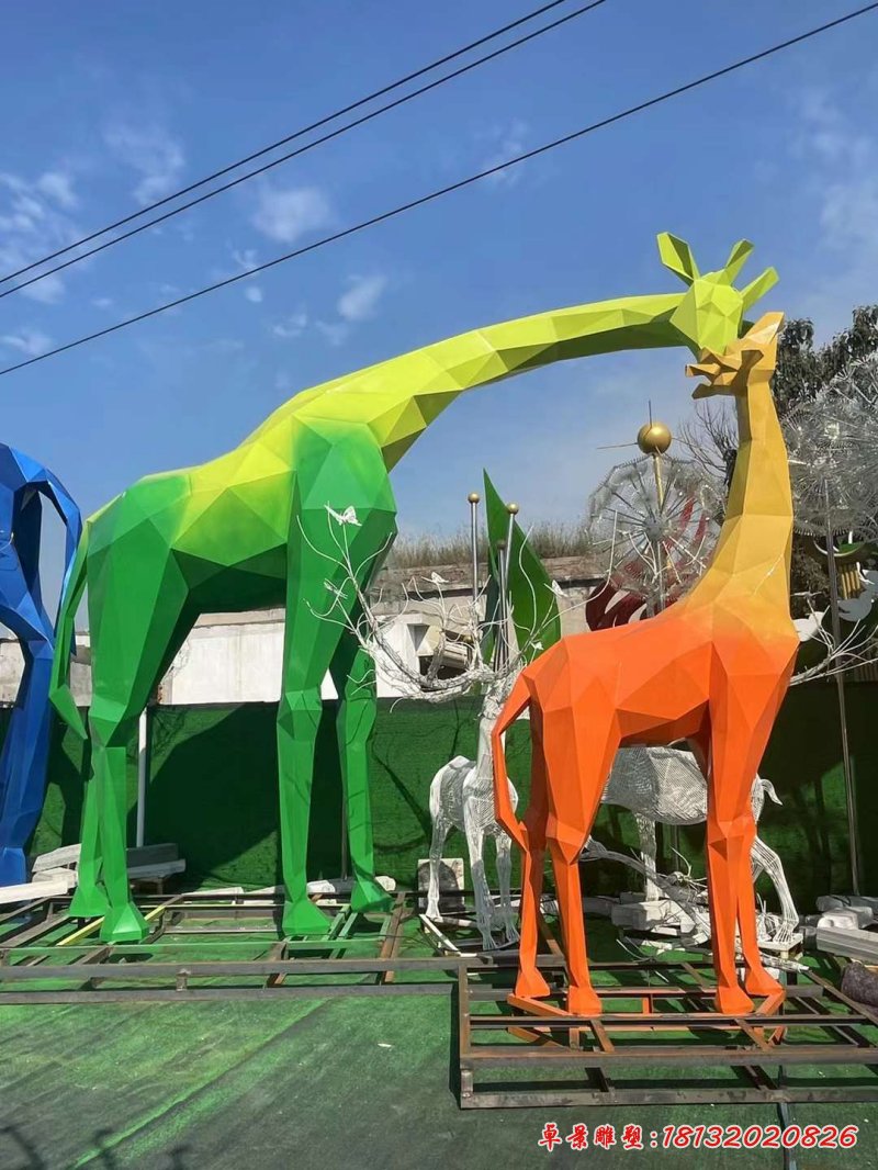 不锈钢长颈鹿雕塑 (2)