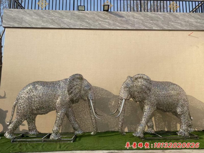 不锈钢大型镂空大象雕塑