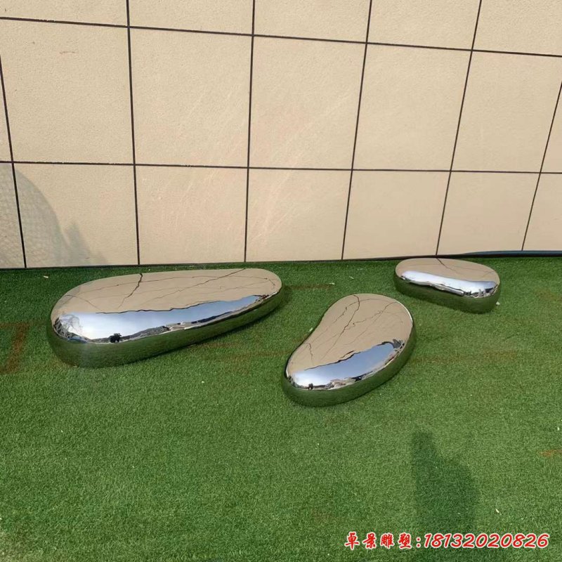 不锈钢镜面鹅卵石景观雕塑_3