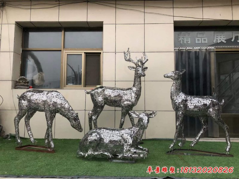 不锈钢镂空梅花鹿雕塑 (7)