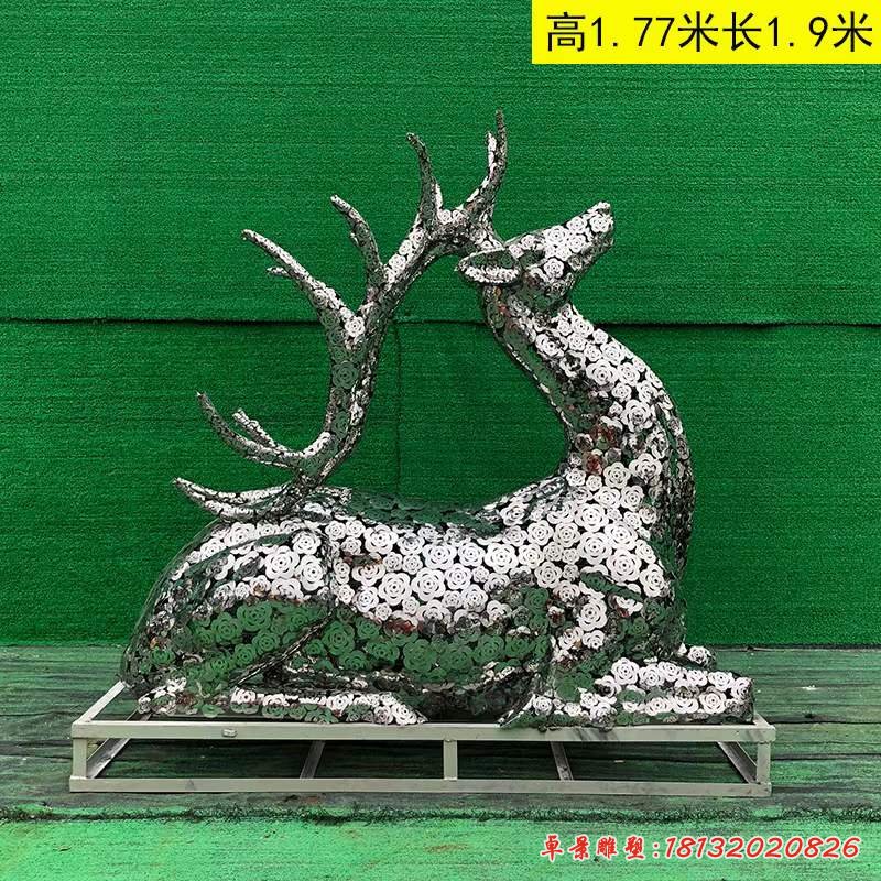 不锈钢镂空梅花鹿雕塑 (4)