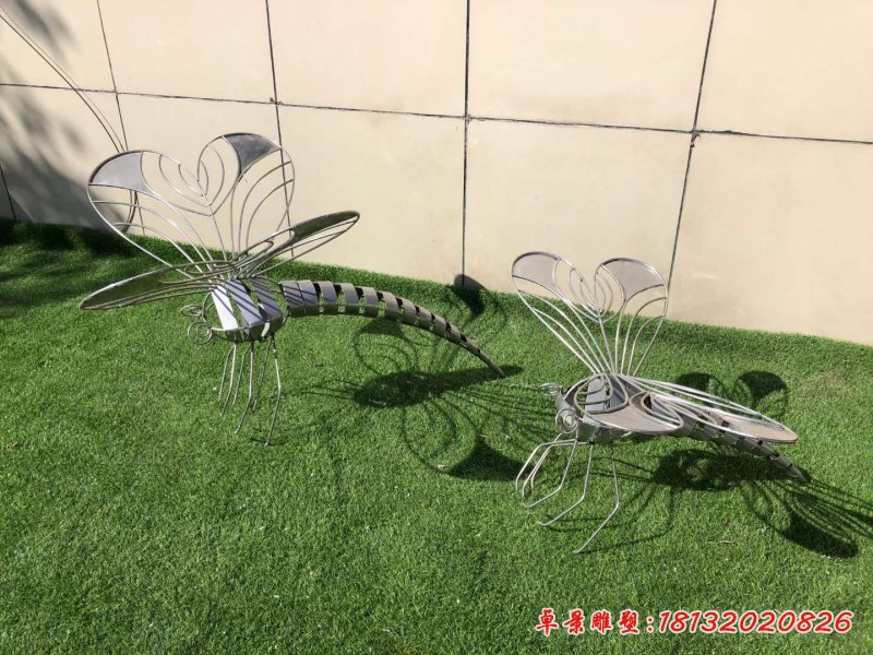 不锈钢镂空蜻蜓雕塑 (2)