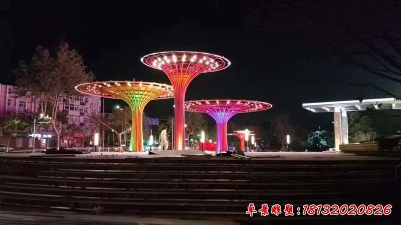 不锈钢抽象镂空树景观雕塑 (2)