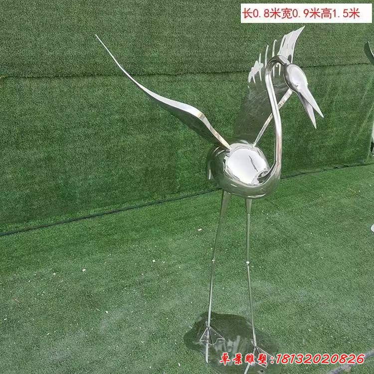 不锈钢镜面仙鹤雕塑 (7)