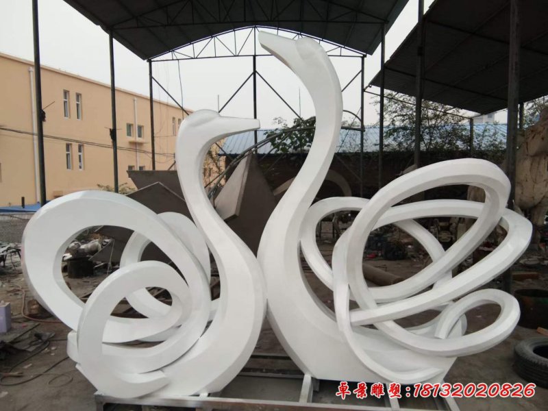 不锈钢天鹅雕塑 (2)