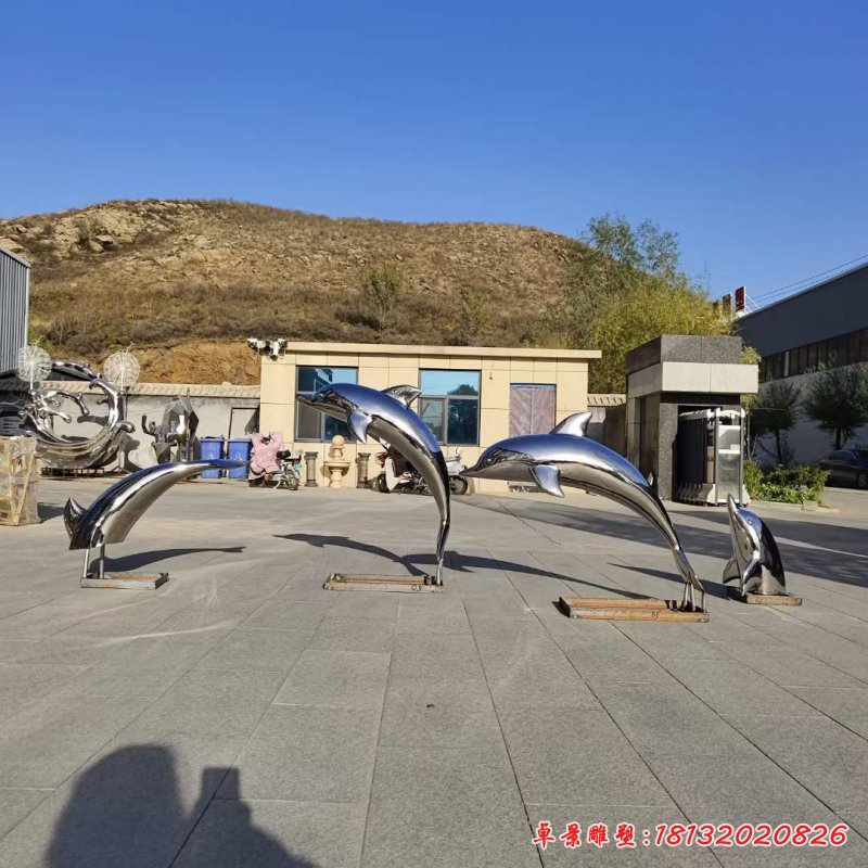 不锈钢海豚雕塑 (4)