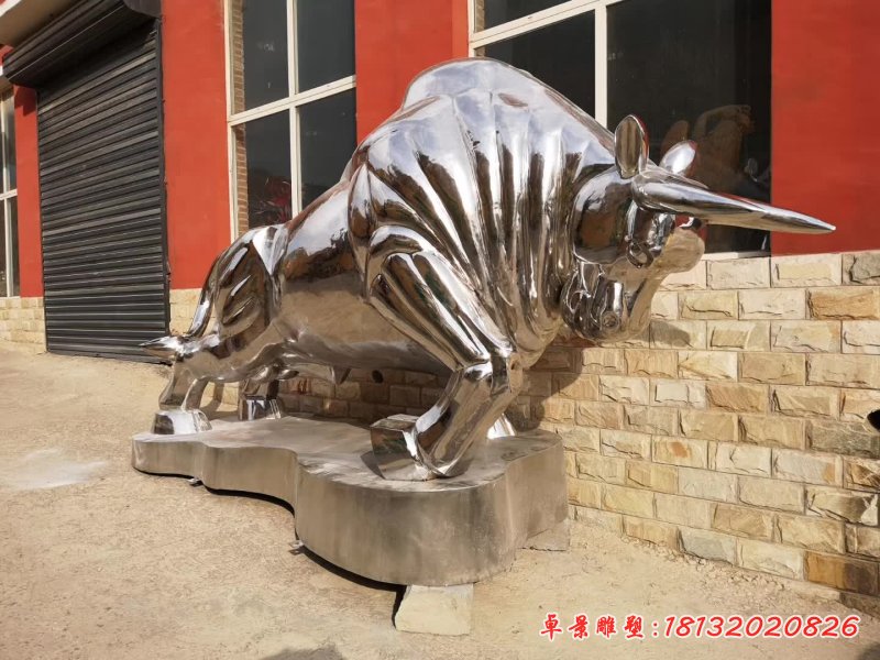 不锈钢牛动物雕塑 (3)