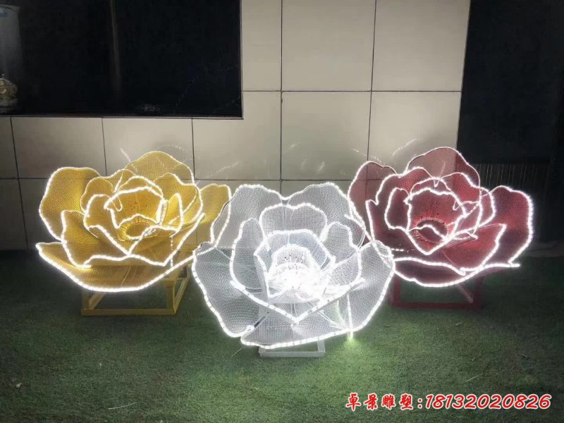 公园发光花朵不锈钢雕塑 (2)