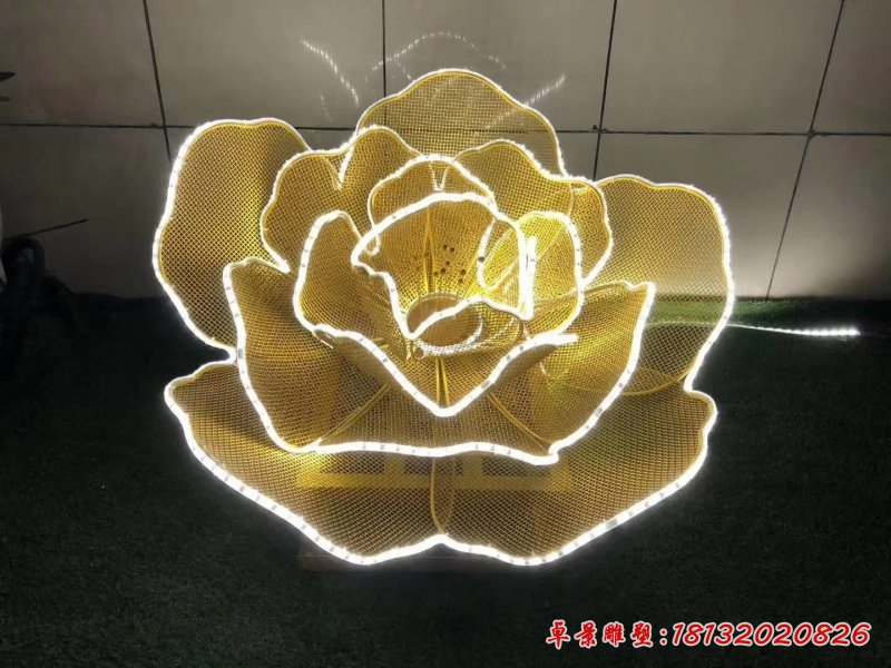 公园发光花朵不锈钢雕塑 (1)