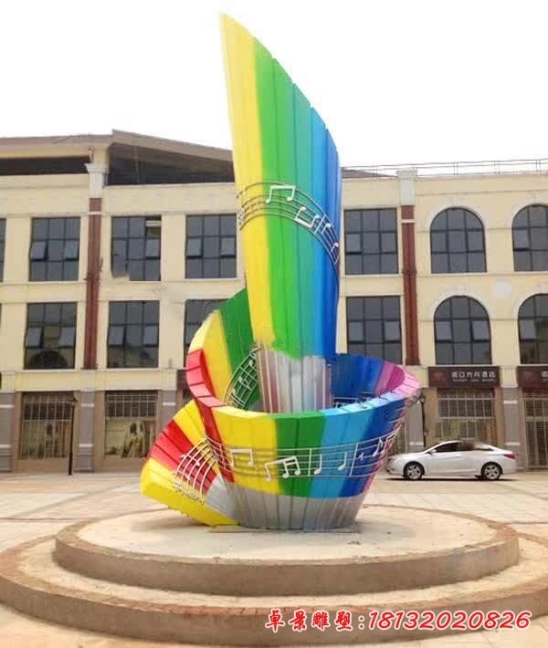 广场彩色不锈钢螺旋音符雕塑 (1)