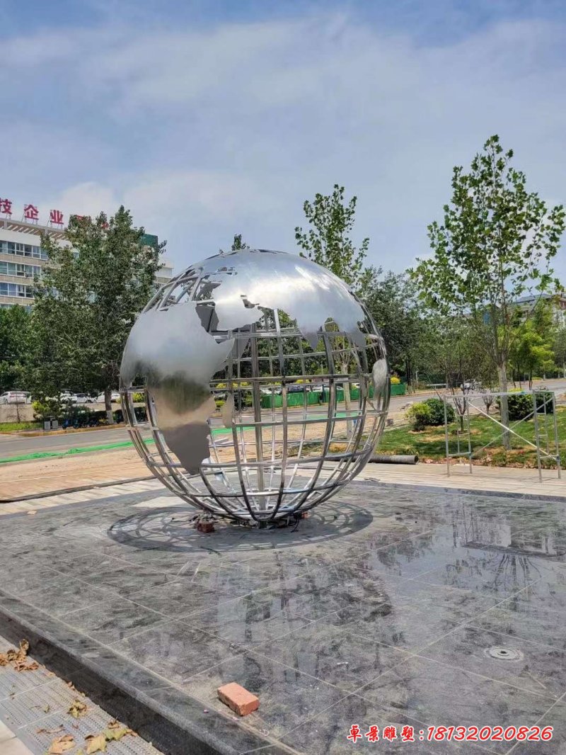 不锈钢镂空地球仪雕塑 (3)
