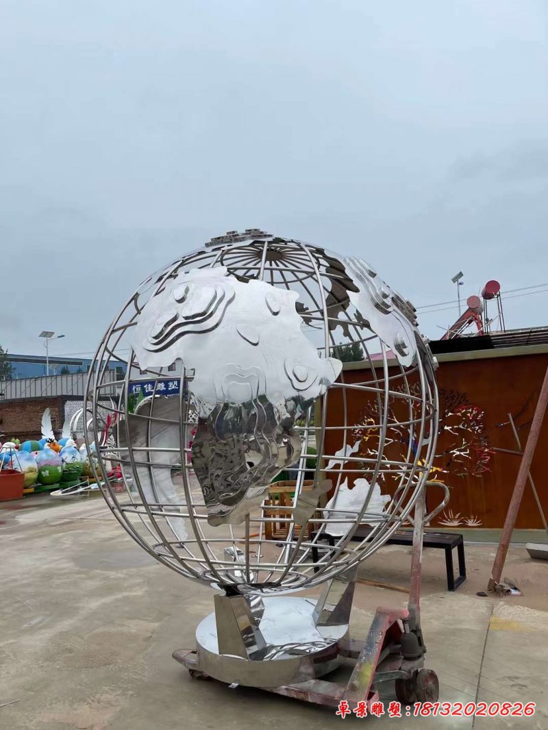 校园系列不锈钢镂空地球仪雕塑_4