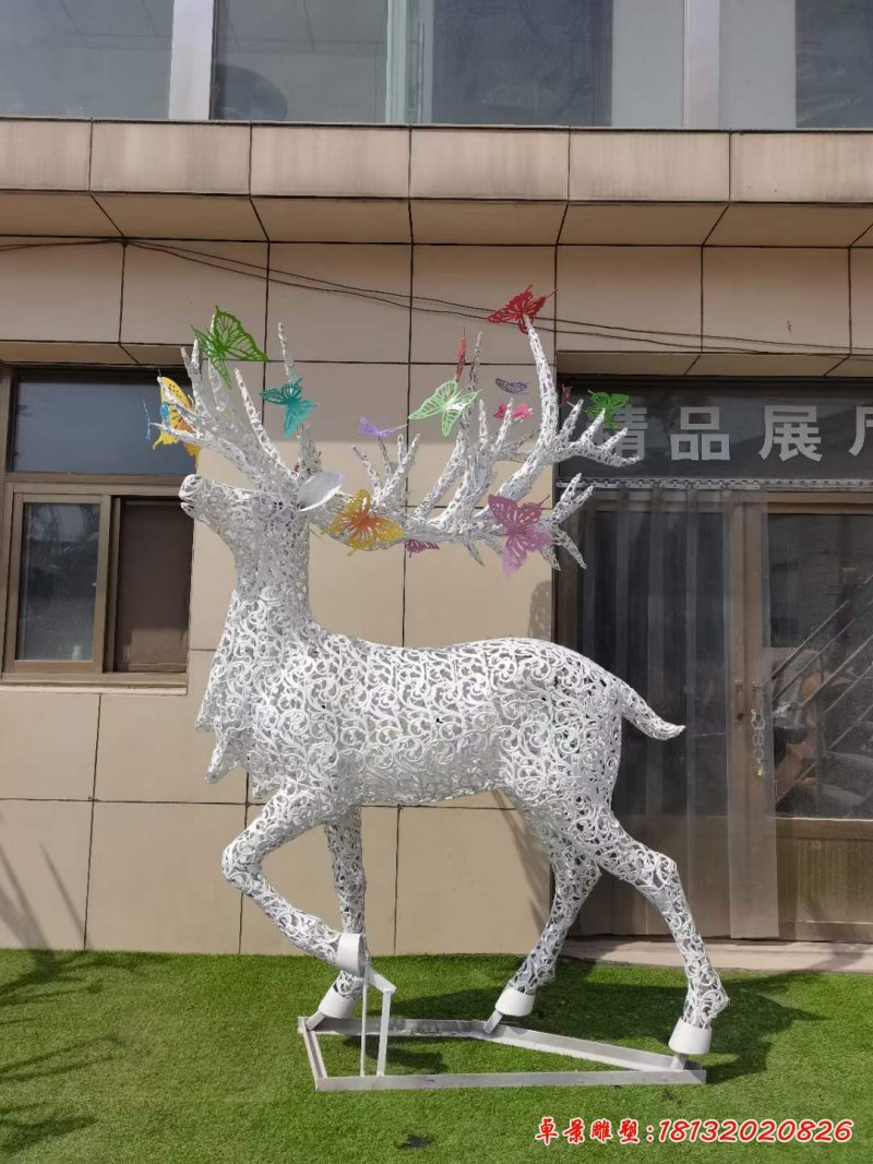 不锈钢创意镂空梅花鹿雕塑 (3)
