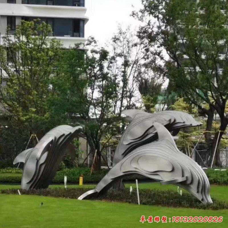 动物不锈钢海豚雕塑 (2)_副本
