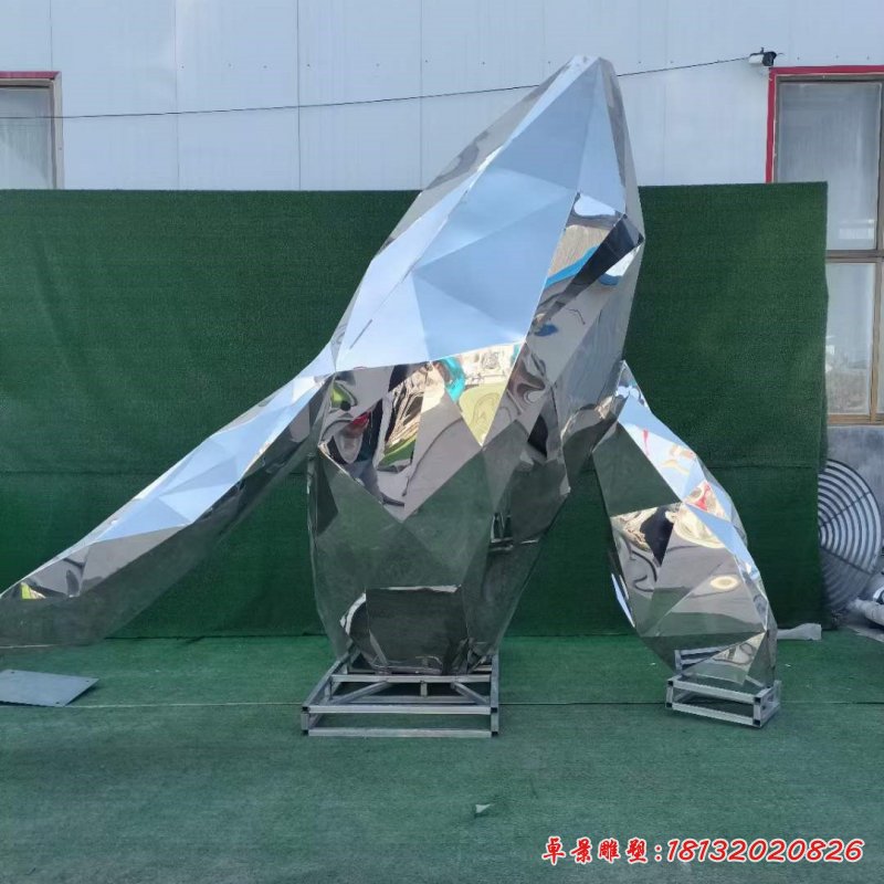 不锈钢鲸鱼动物雕塑 (1)_副本