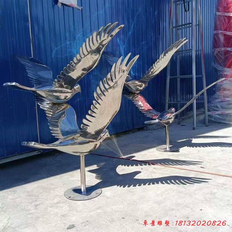 不锈钢镜面小鸟雕塑 (1)_副本