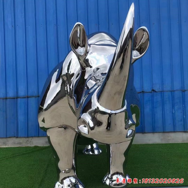 不锈钢动物犀牛雕塑 (2)_副本