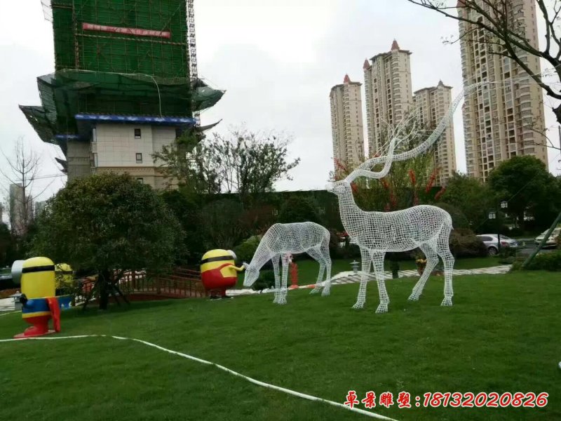 景区不锈钢镂空鹿雕塑 (48)