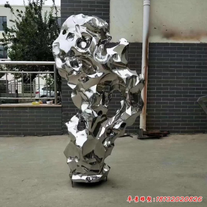 不锈钢抽象太湖石雕塑_副本