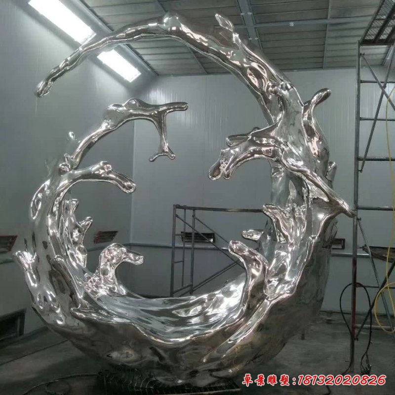 不锈钢抽象海浪景观雕塑 (1)_副本