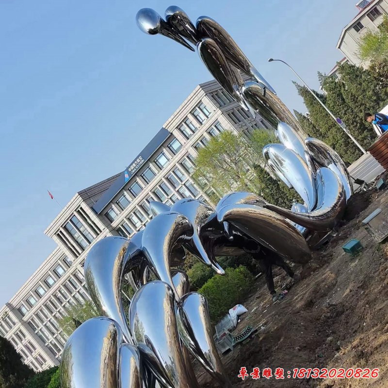 不锈钢海豚抽象雕塑_副本