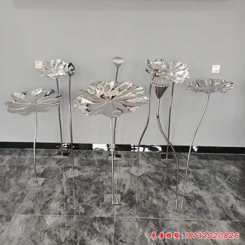 镜面不锈钢荷花雕塑 (3)