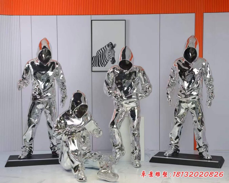不锈钢抽象太空人雕塑 (2)
