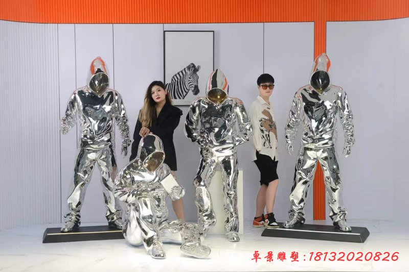 不锈钢抽象太空人雕塑 (1)