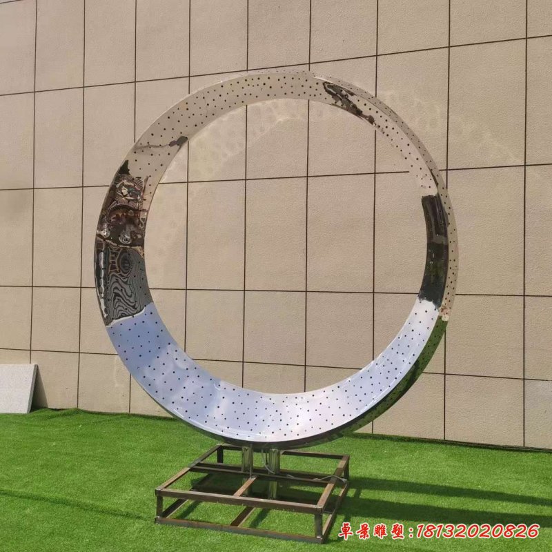 镜面不锈钢圆环雕塑 (4)