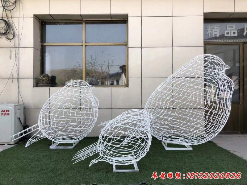 不锈钢镂空编织小鸟雕塑 (2)
