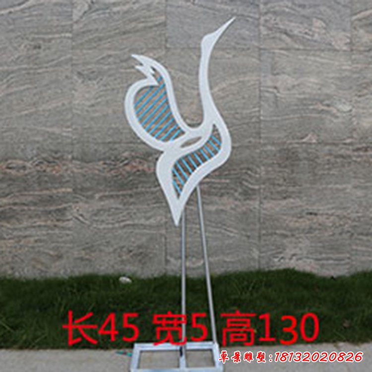 不锈钢抽象几何仙鹤雕塑 (3)