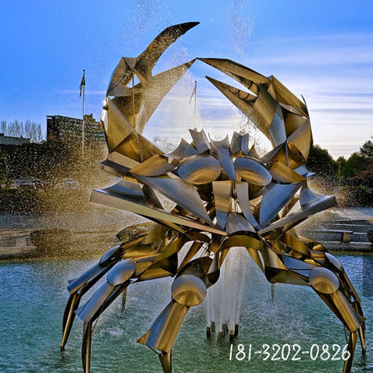 不锈钢抽象螃蟹雕塑大型广场抽象动物雕塑 (1)