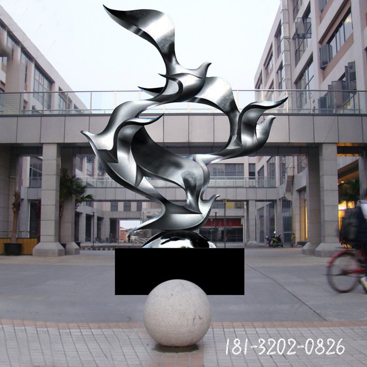 不锈钢飞翔抽象和平鸽雕塑