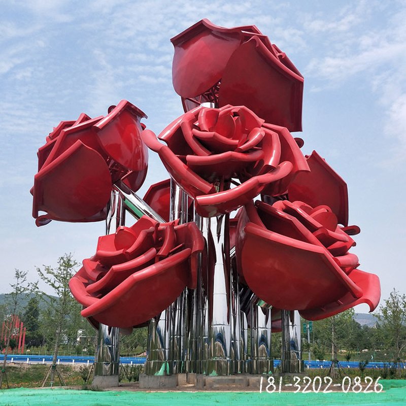 雕塑不锈钢大型玫瑰花雕塑