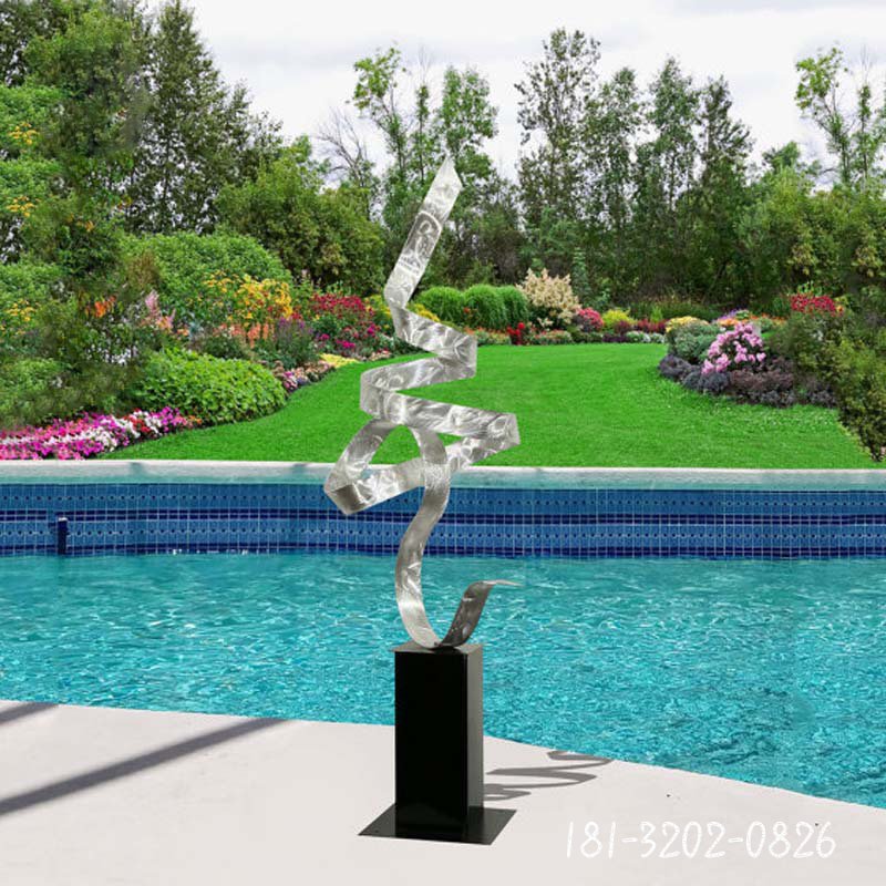 抽象不锈钢抽象丝带公园景观雕塑 (1)