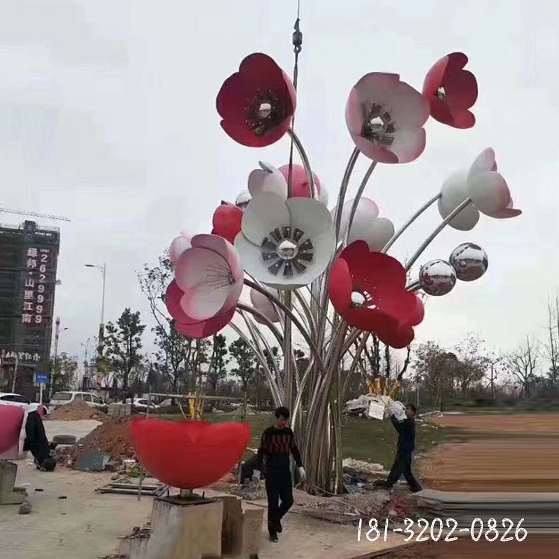 不锈钢灯光效果花朵雕塑