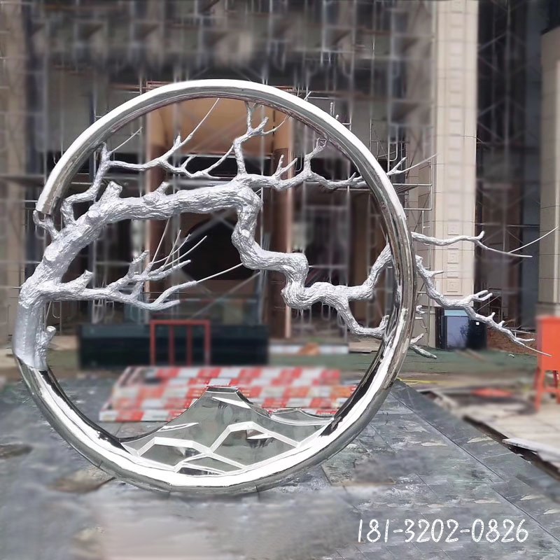 不锈钢抽象异形水根圆环雕塑 (2)[1]
