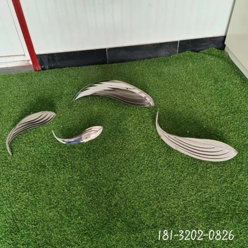 景观草坪不锈钢抽象鱼雕塑 (4)