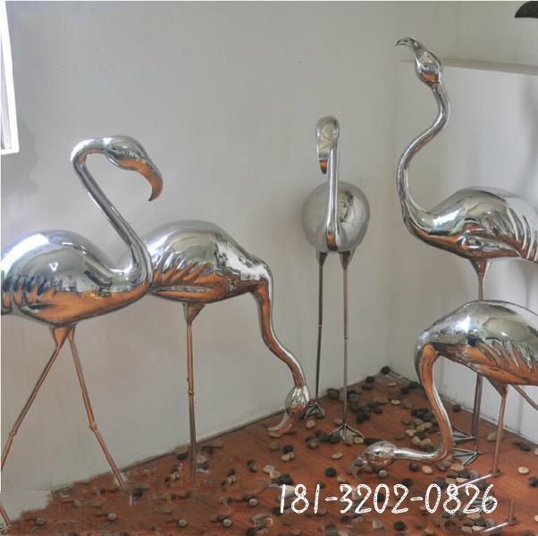 不锈钢火烈鸟雕塑  商场动物雕塑[1]