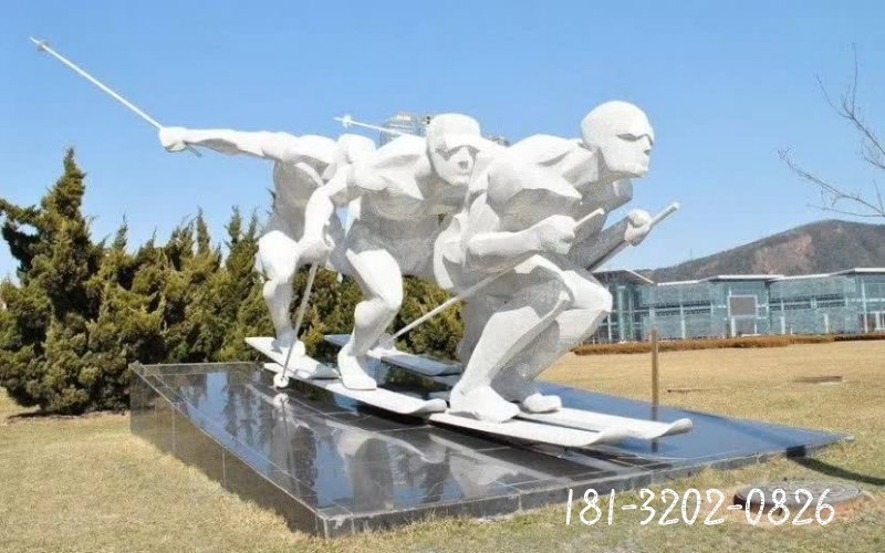 不锈钢滑雪抽象人物雕塑[1]