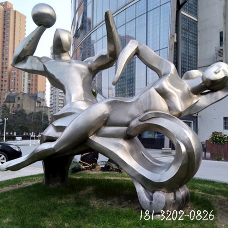 不锈钢打排球人物雕塑公园运动人物雕塑 (1)
